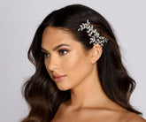 Peigne à cheveux en forme de feuille avec strass